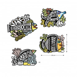 COLORIAGE VELOURS - JOLIS POISSONS