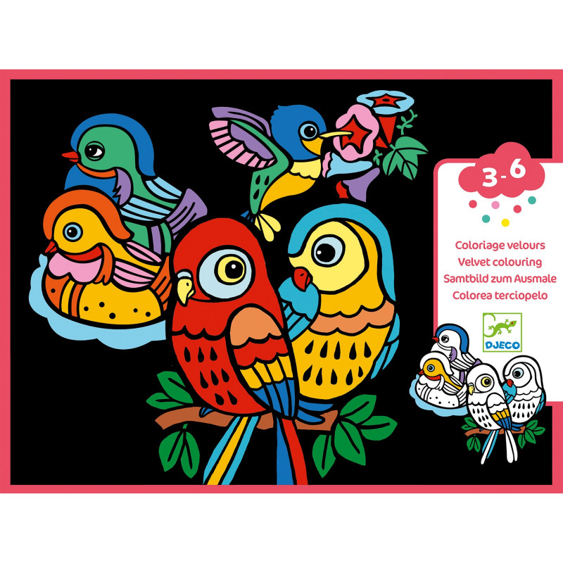 COLORIAGE VELOURS - BEBES OISEAUX