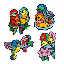 COLORIAGE VELOURS - BEBES OISEAUX