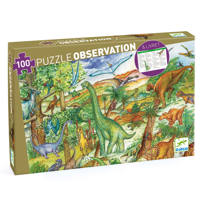 OBSERVATION PUZZLE - DINOSAURS 100 PCS + BOOKLET OBSERVATION PUZZLE - DINOSAURS 100 PCS + BOOKLET
