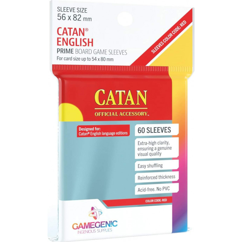 60 PRIME SLEEVES 56x82 CATAN ENGLISH (RED)