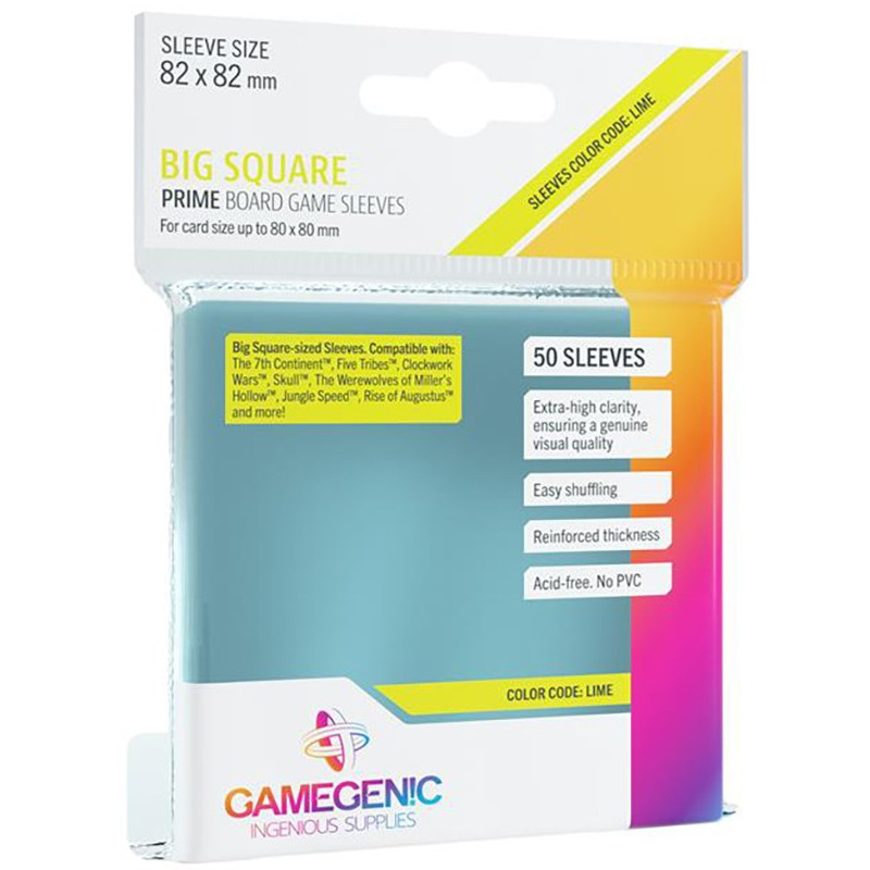 50 PROTEGE-CARTES PRIME 82x82 BIG SQUARE (LIME)