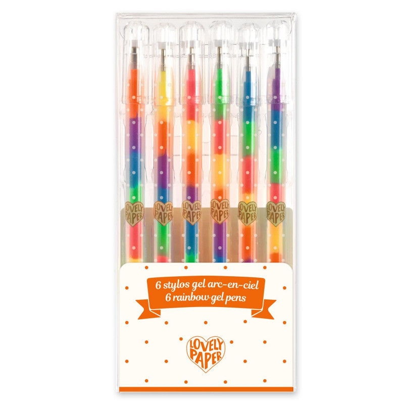 6 STYLOS GEL ARC EN CIEL